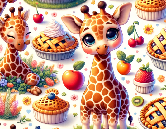 Giraffes, Fruit, and Pies Postcard